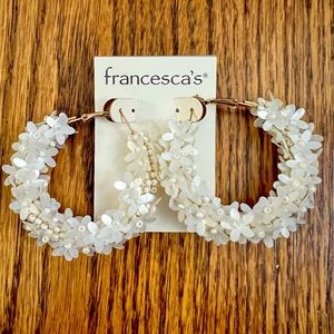Francesca’s BNWT White Floral Beaded Earrings